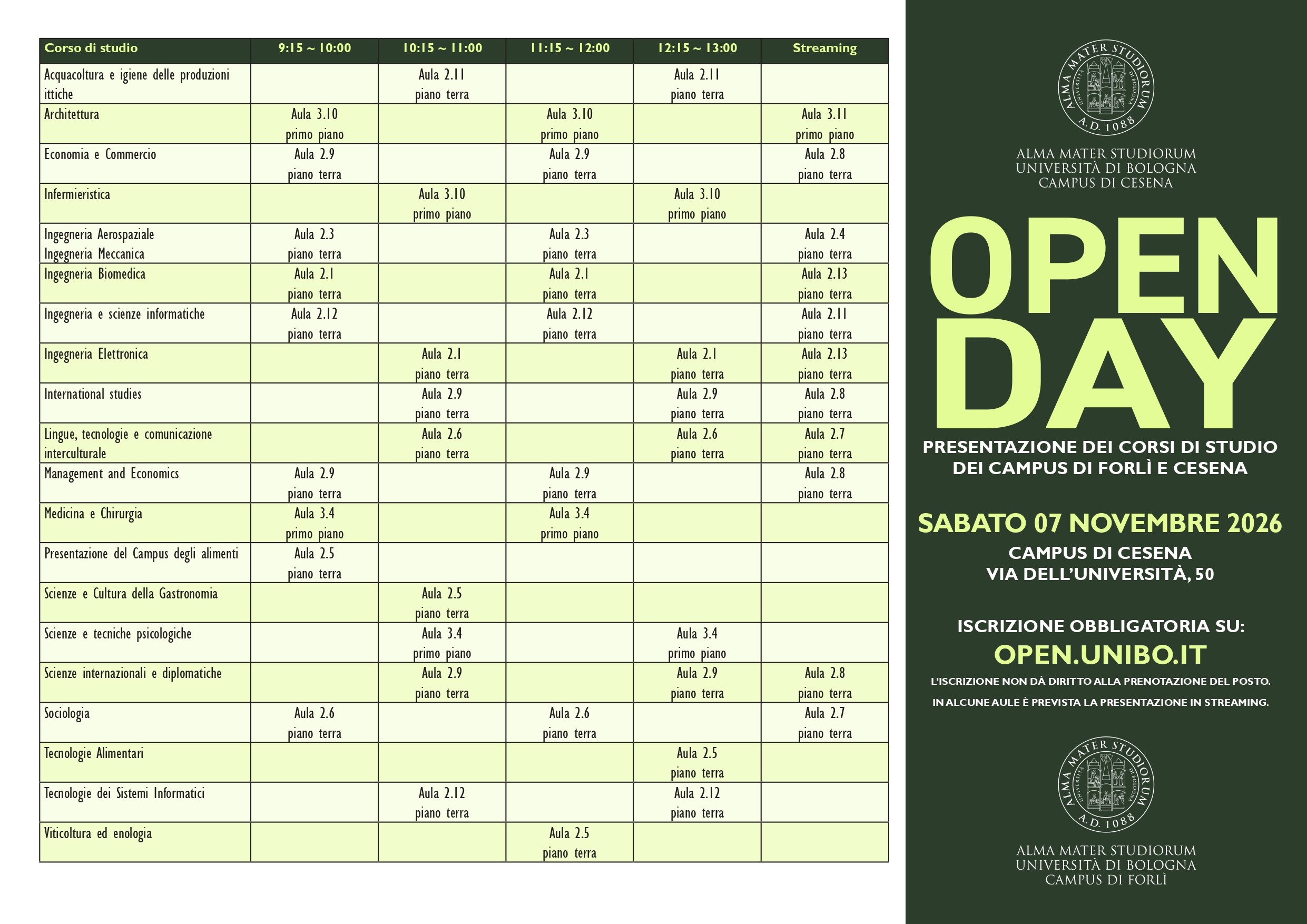 Immagine per OPEN DAY 2026 UNIVERSITÀ DI BOLOGNA - CAMPUS DI CESENA E CAMPUS DI FORLÌ